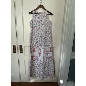 Vintage Dano Honolulu Floral Maxi Dress Womens Size 11 Pink White Vacation